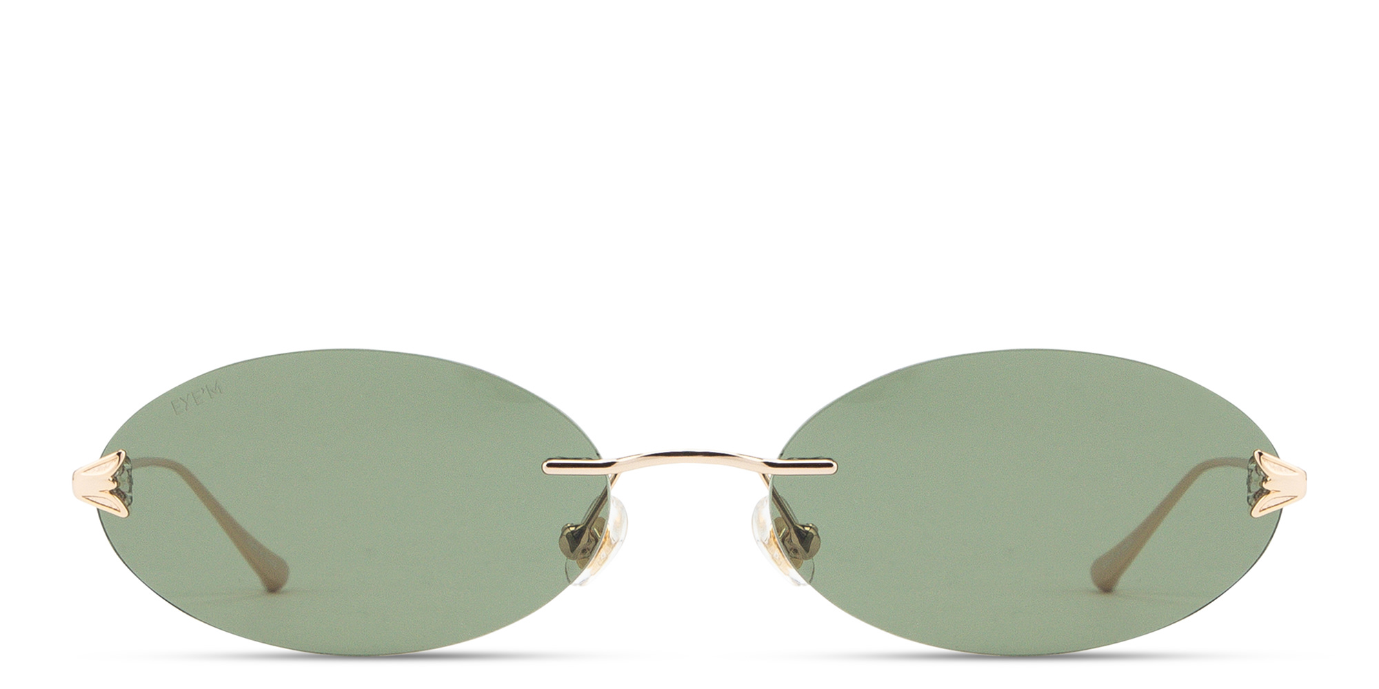 Shop EYE'M Rimless Oval Sunglasses in Gold online.