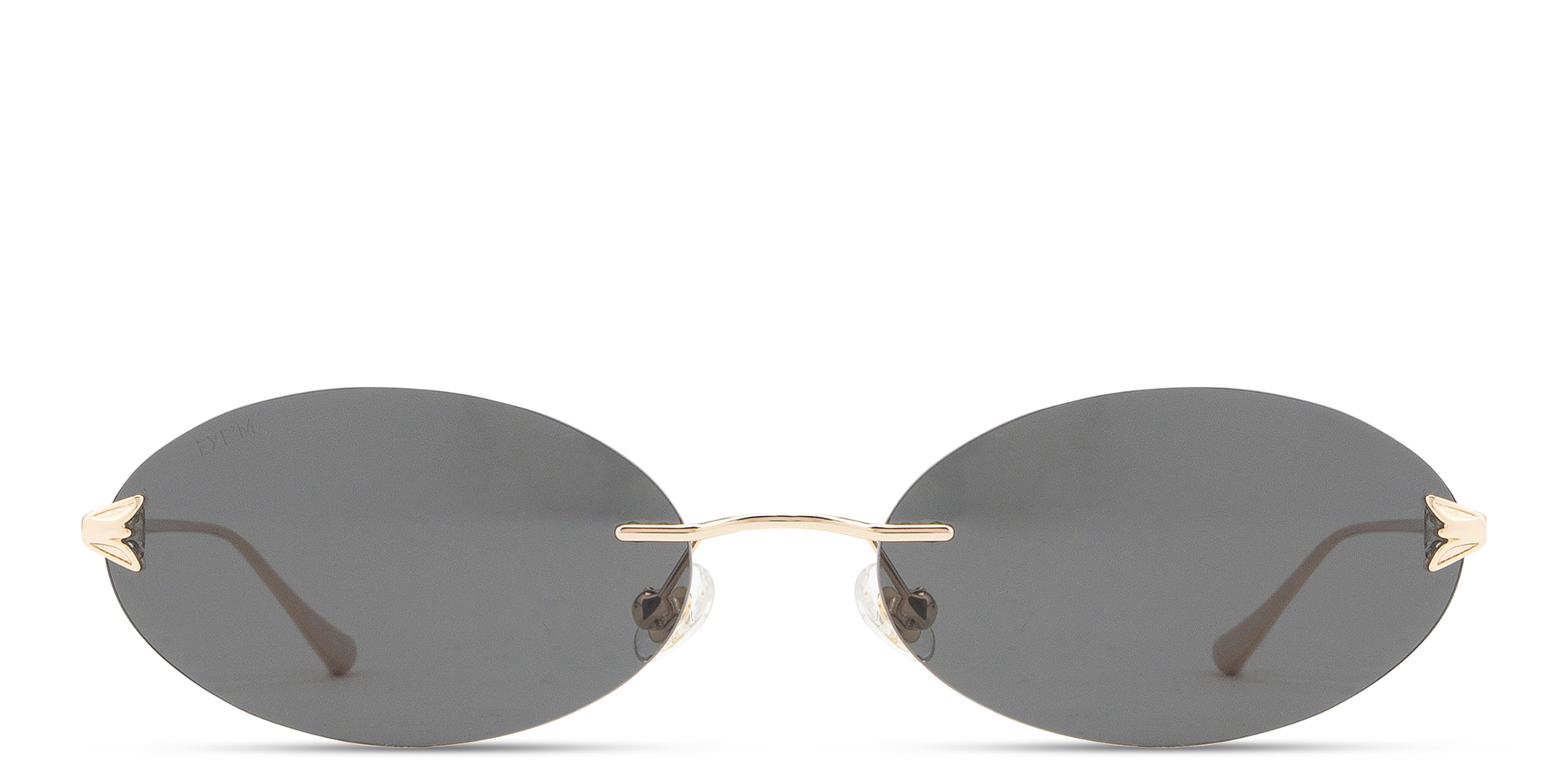 Shop EYE'M Rimless Oval Sunglasses in Gold online.