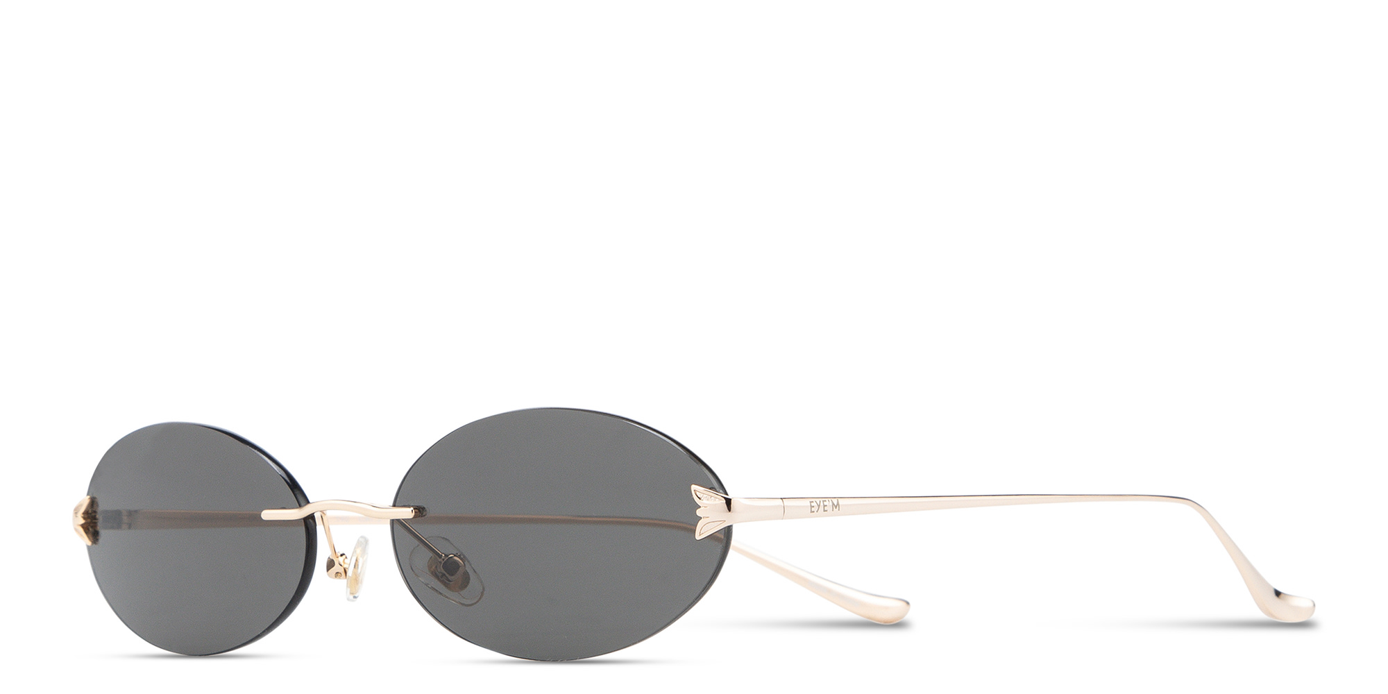 EYE'M Rimless Oval Sunglasses in Gold – Product Photo 2