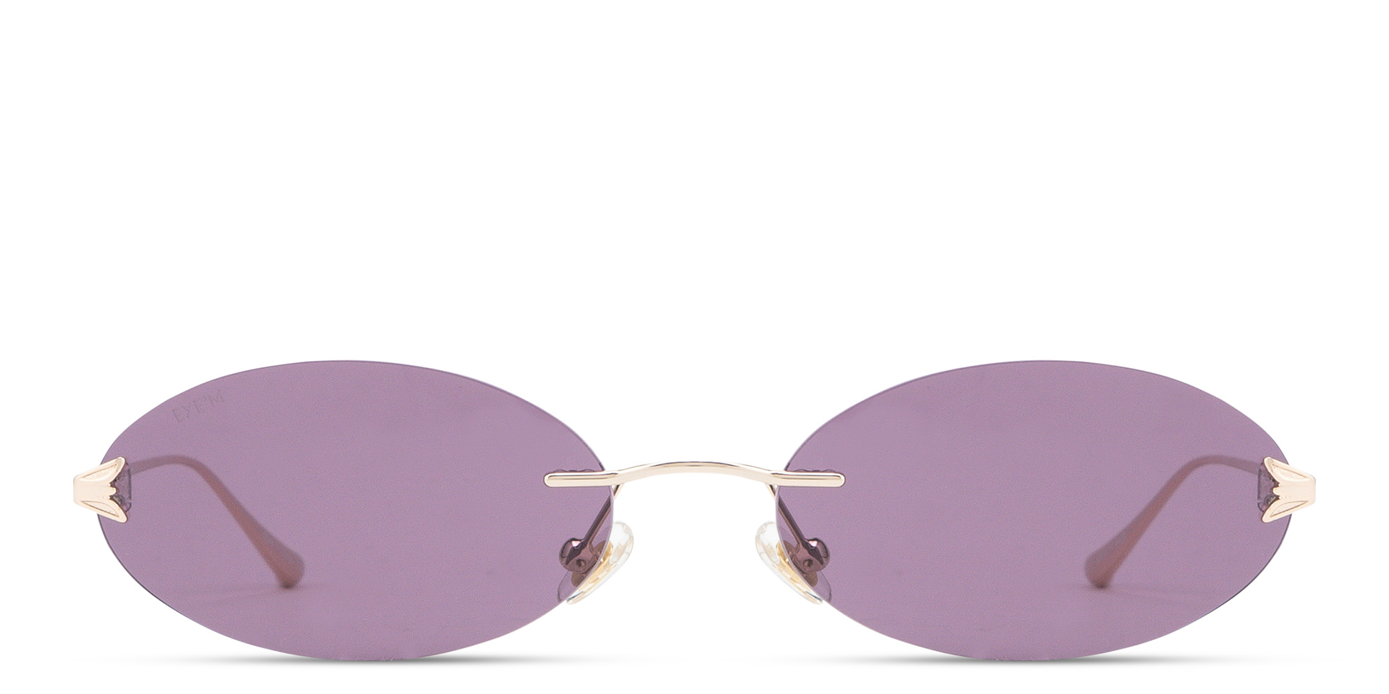 Shop EYE'M Rimless Oval Sunglasses in Light Gold online.