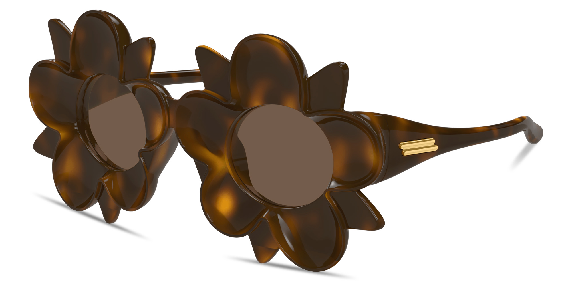 Shop BOTTEGA VENETA Peggy Flower Irregular Sunglasses in Havana online.