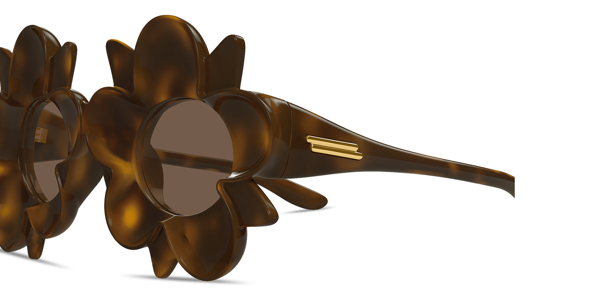 Shop BOTTEGA VENETA Peggy Flower Irregular Sunglasses in Havana online.