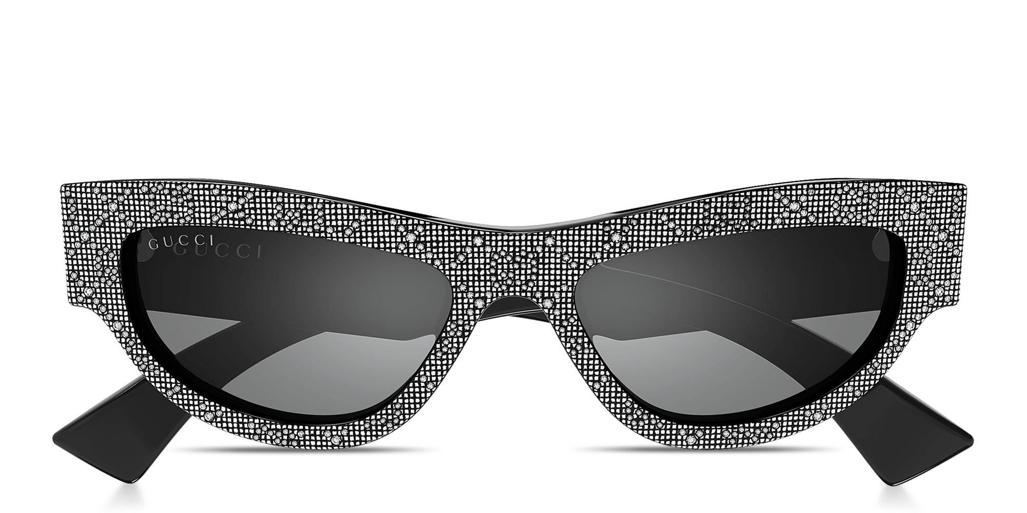 Shop GUCCI Strass Cat-Eye Sunglasses in Black online.