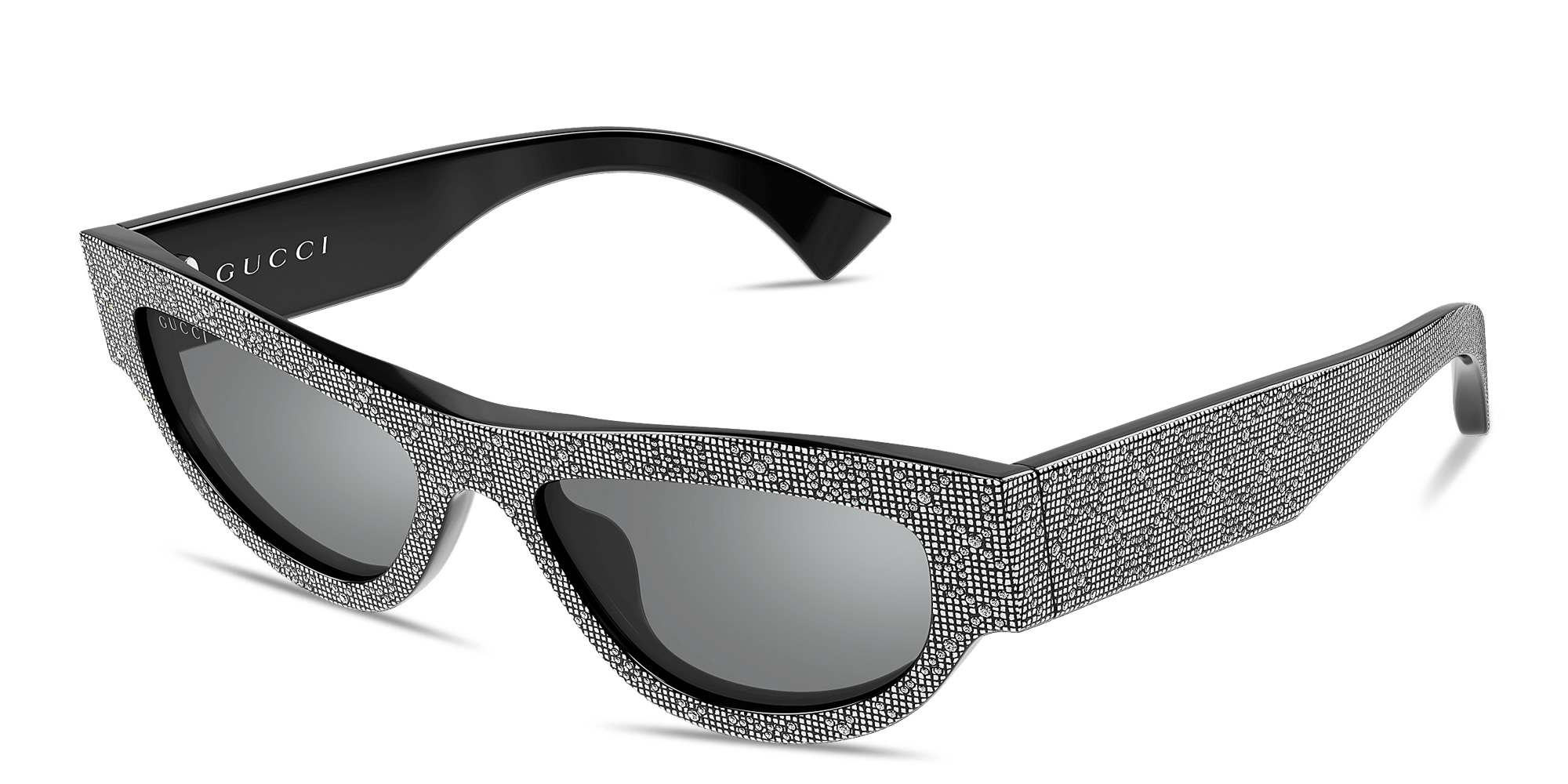 Shop GUCCI Strass Cat-Eye Sunglasses in Black online.