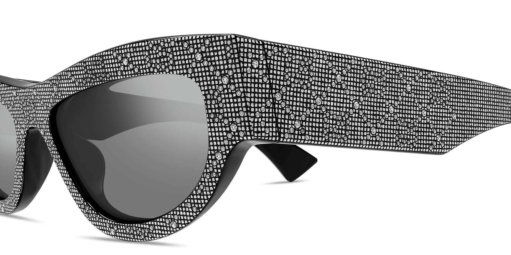 Shop GUCCI Strass Cat-Eye Sunglasses in Black online.