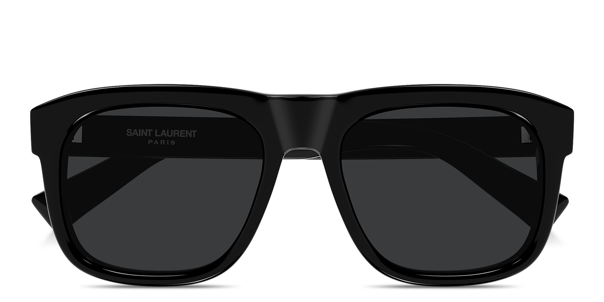 Shop SAINT LAURENT Engraved Logo Square Sunglasses in Black online.