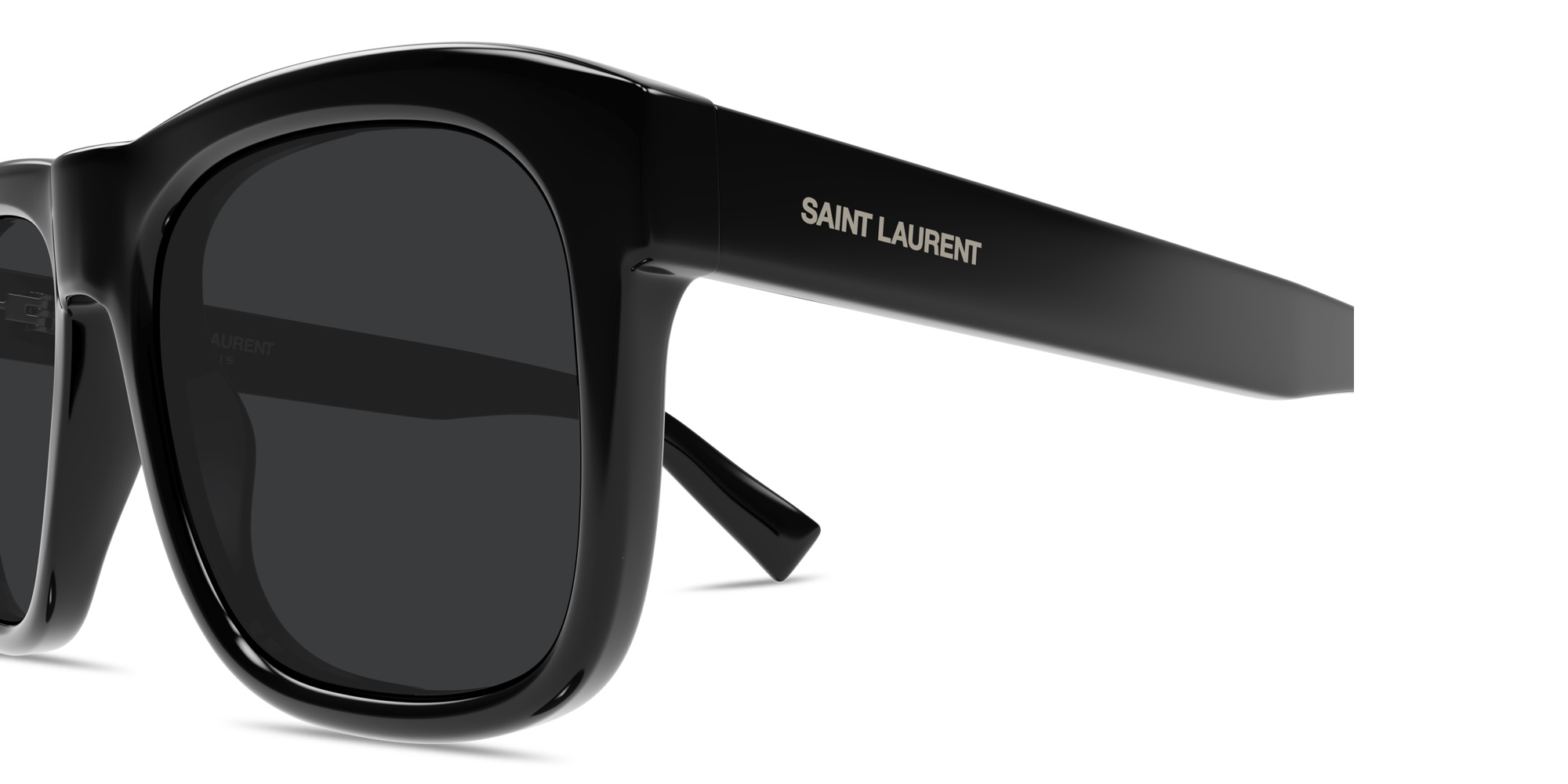 Shop SAINT LAURENT Engraved Logo Square Sunglasses in Black online.