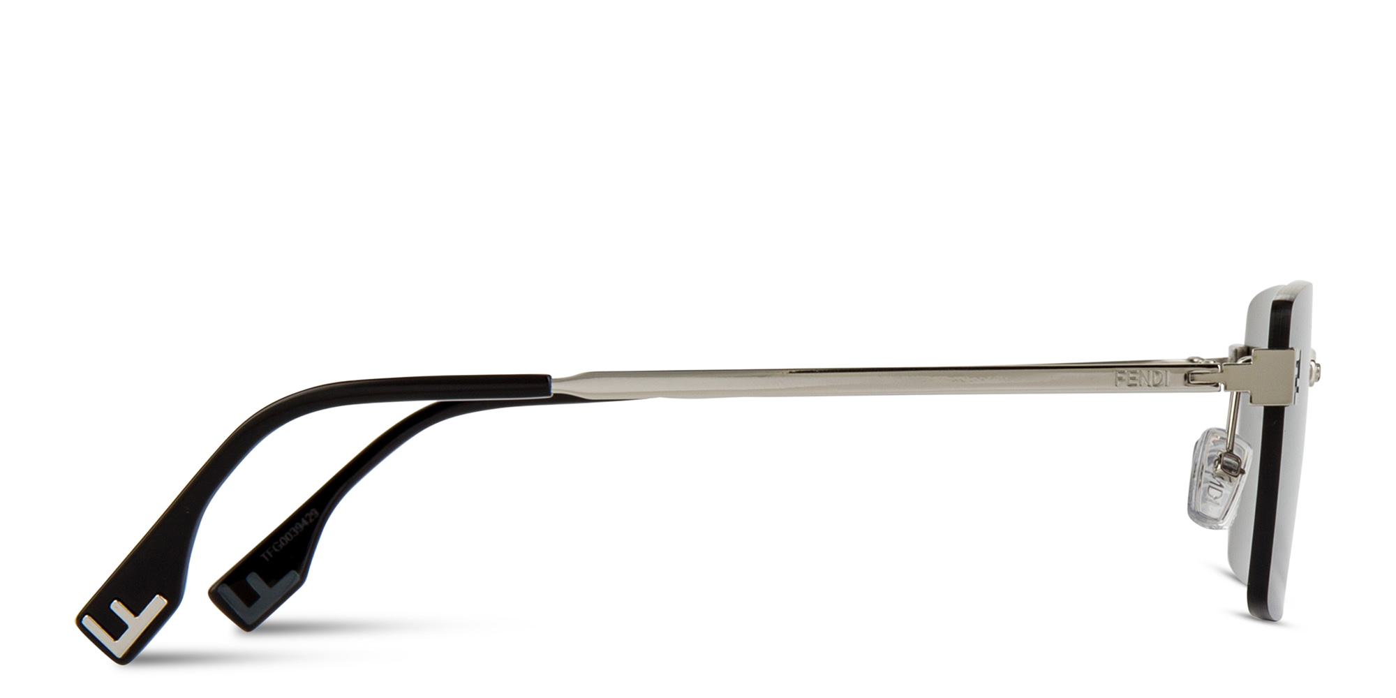 Shop FENDI Sky Rimless Rectangle Sunglasses in Silver online.