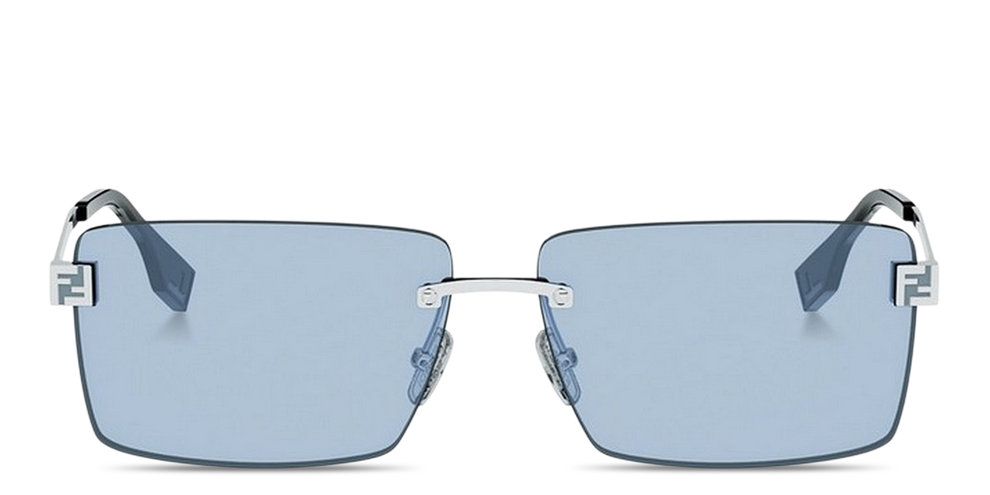 Shop FENDI Sky Rimless Rectangle Sunglasses in Palladium online.