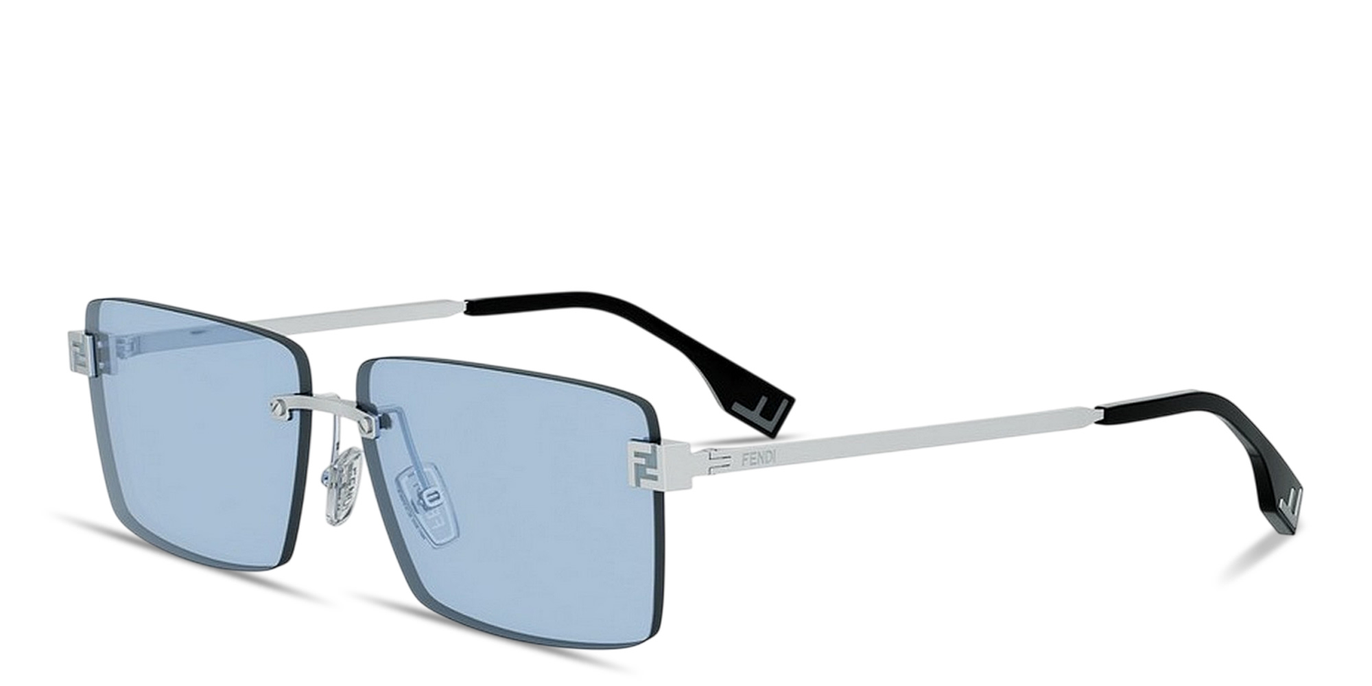Shop FENDI Sky Rimless Rectangle Sunglasses in Palladium online.