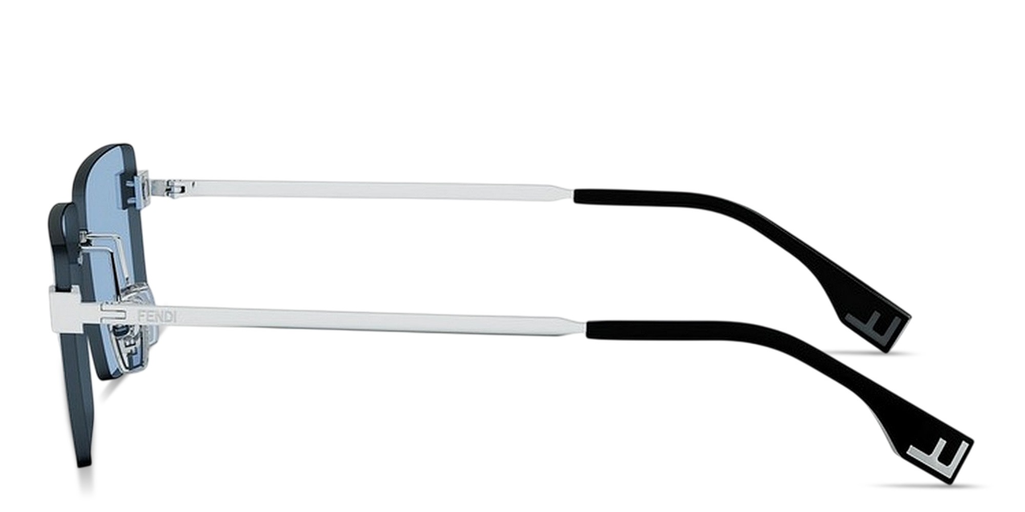 Shop FENDI Sky Rimless Rectangle Sunglasses in Palladium online.