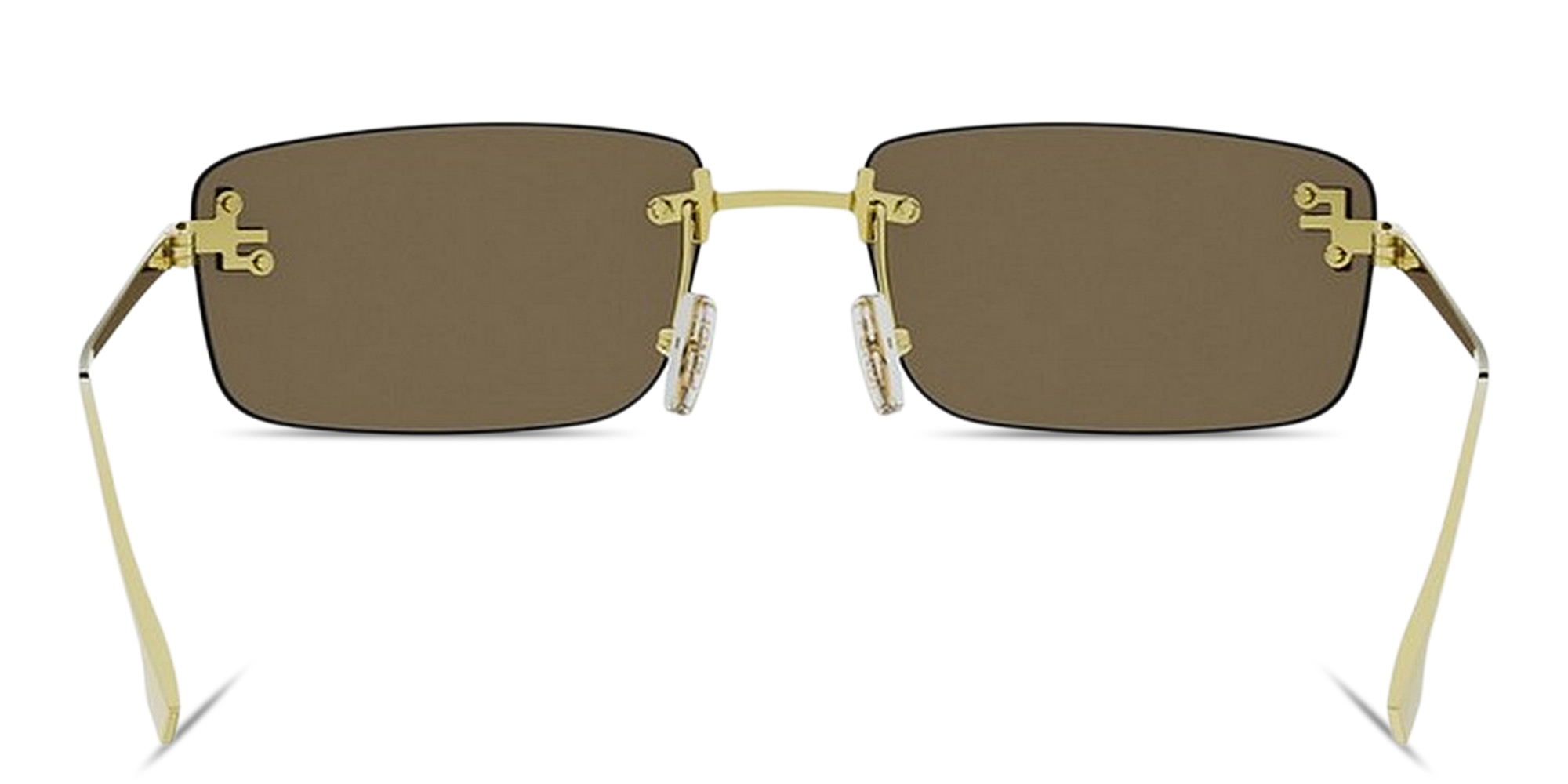 FENDI First Crystal Rimless Rectangle Sunglasses in Light Gold – Product Photo 4
