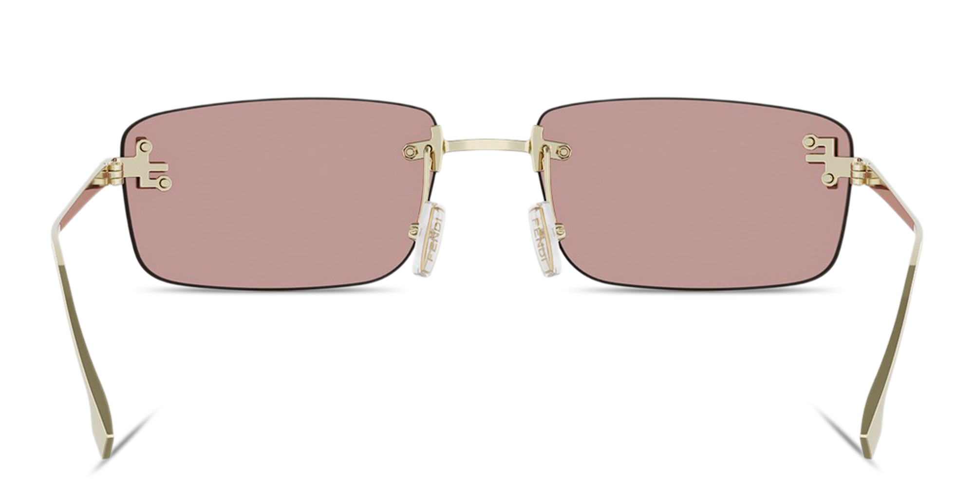 Shop FENDI First Crystal Rimless Rectangle Sunglasses in Light Gold online.