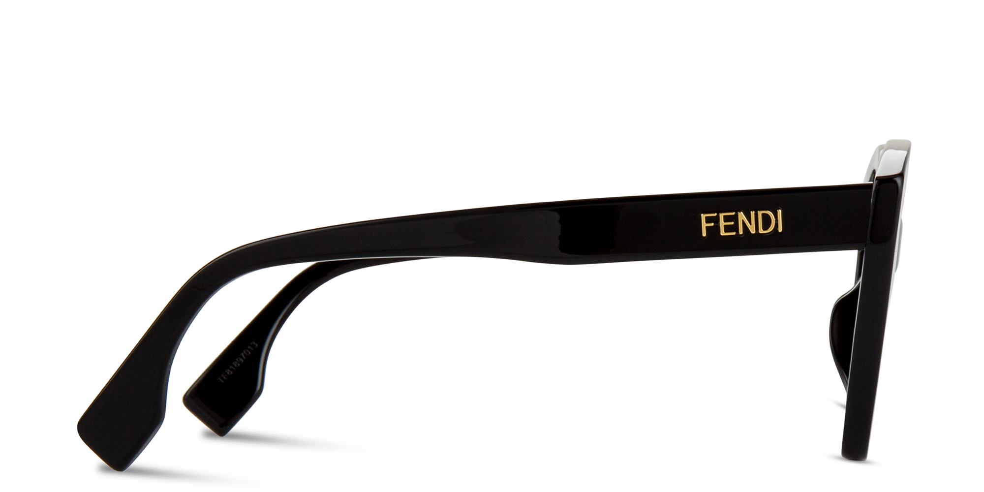 Shop FENDI Lettering Irregular Sunglasses in Black online.