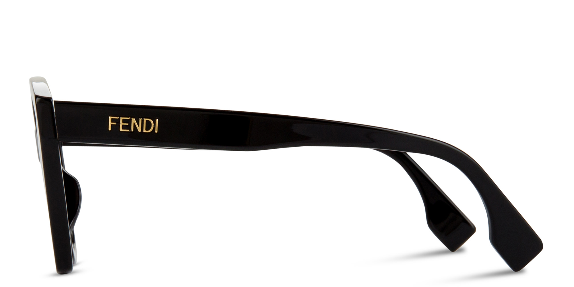 Shop FENDI Lettering Irregular Sunglasses in Black online.