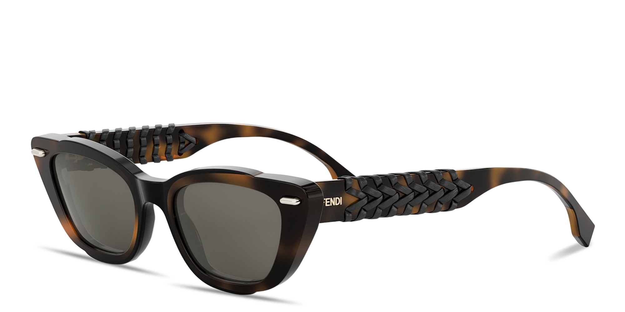 Shop FENDI Interlace Cat-Eye Sunglasses in Havana online.