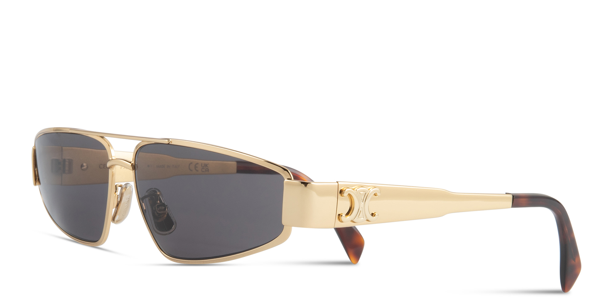 Shop CELINE Metal Triomphe Geometric Sunglasses in Gold online.