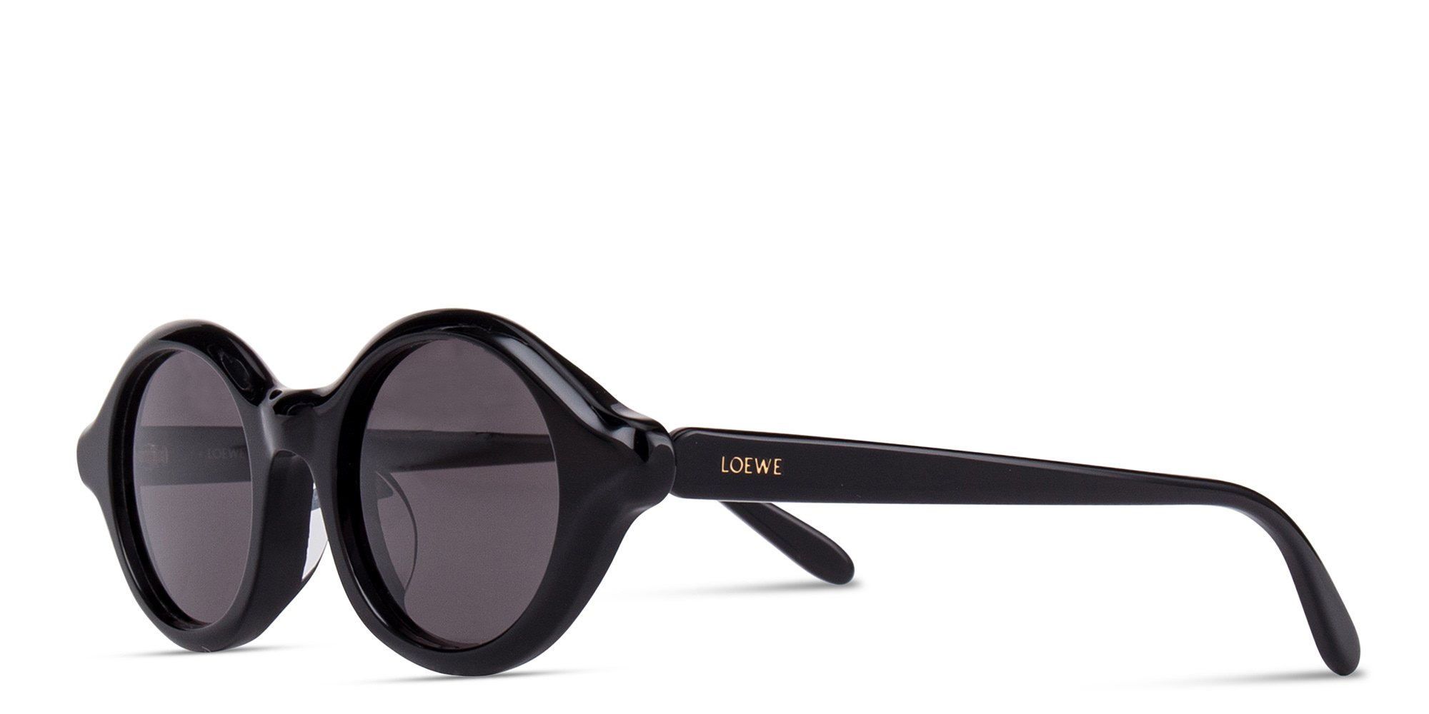 Shop LOEWE Slim Round Sunglasses in Black online.