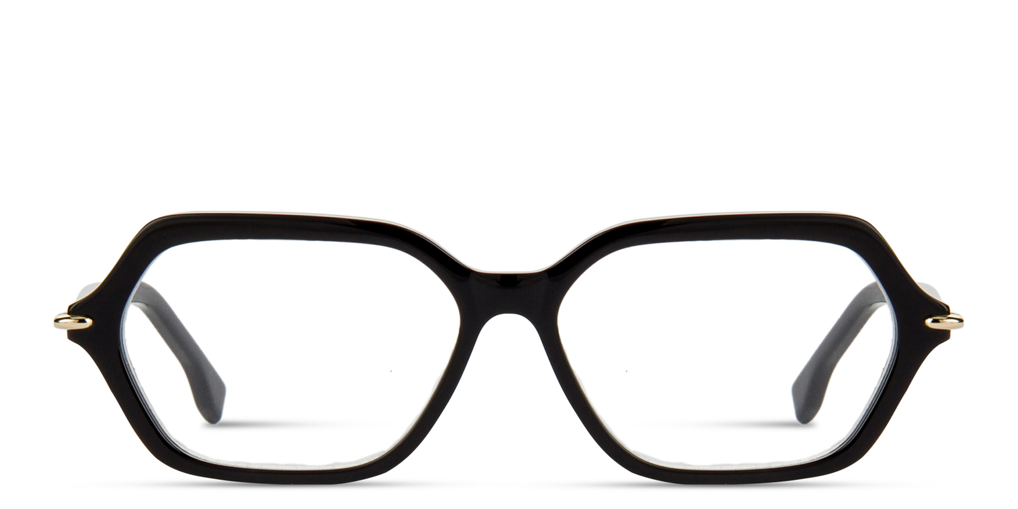 Shop FENDI Selleria Irregular Eyeglasses in Black online.