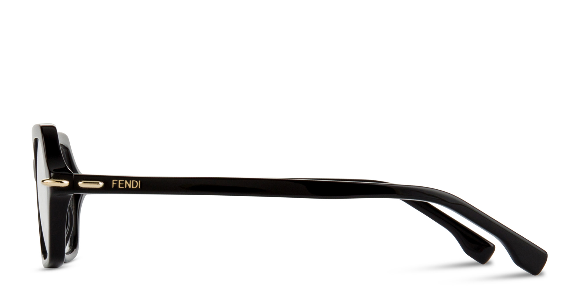 Shop FENDI Selleria Irregular Eyeglasses in Black online.