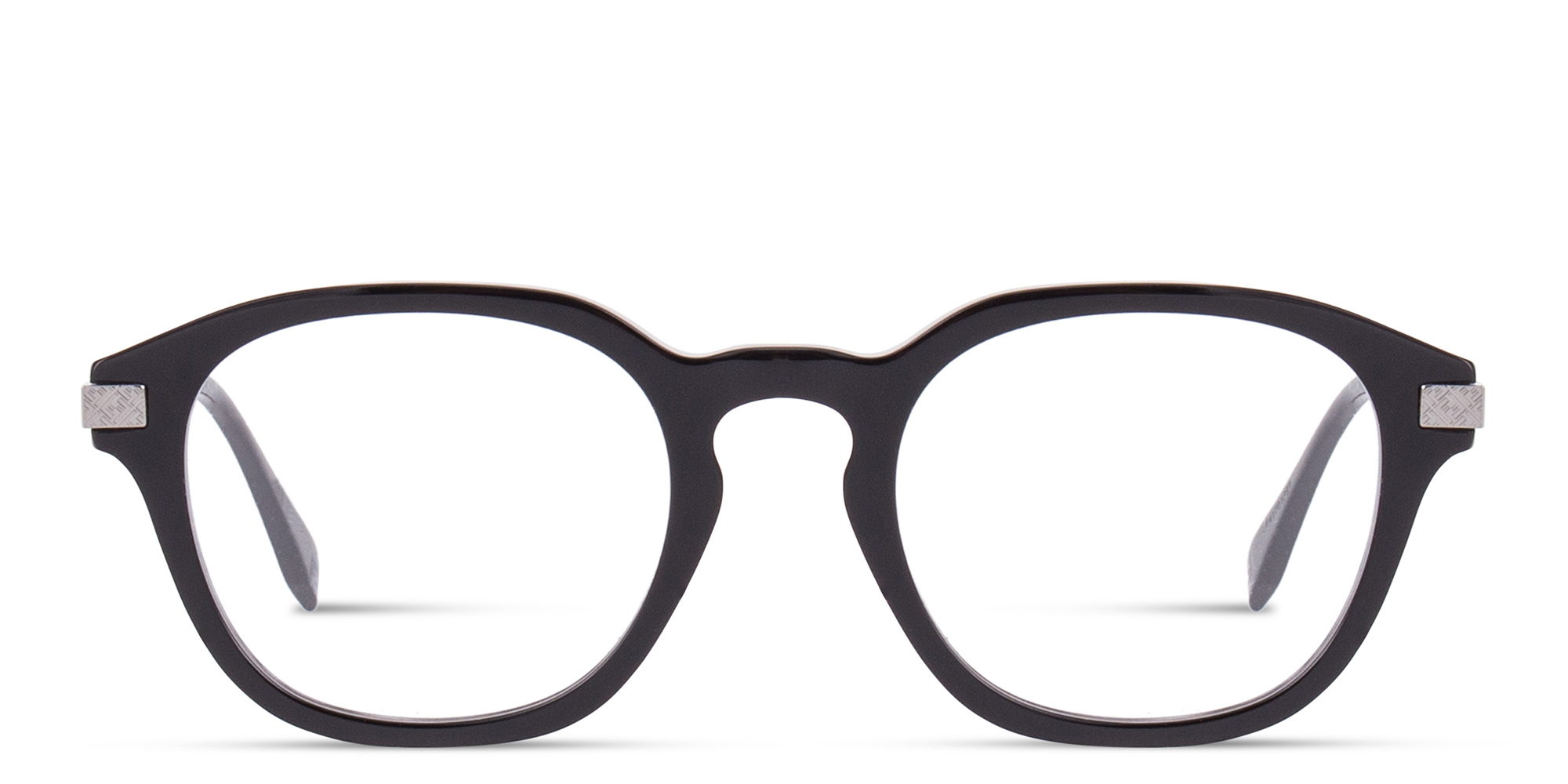 Shop FENDI Essential Round Eyeglasses in Black online.
