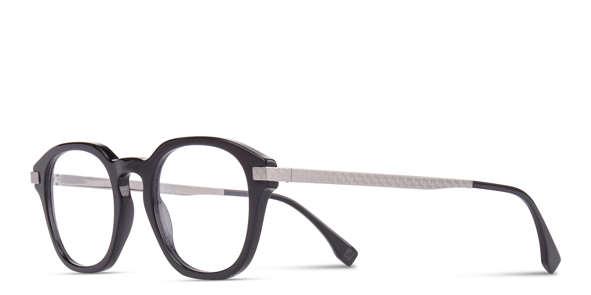 Shop FENDI Essential Round Eyeglasses in Black online.