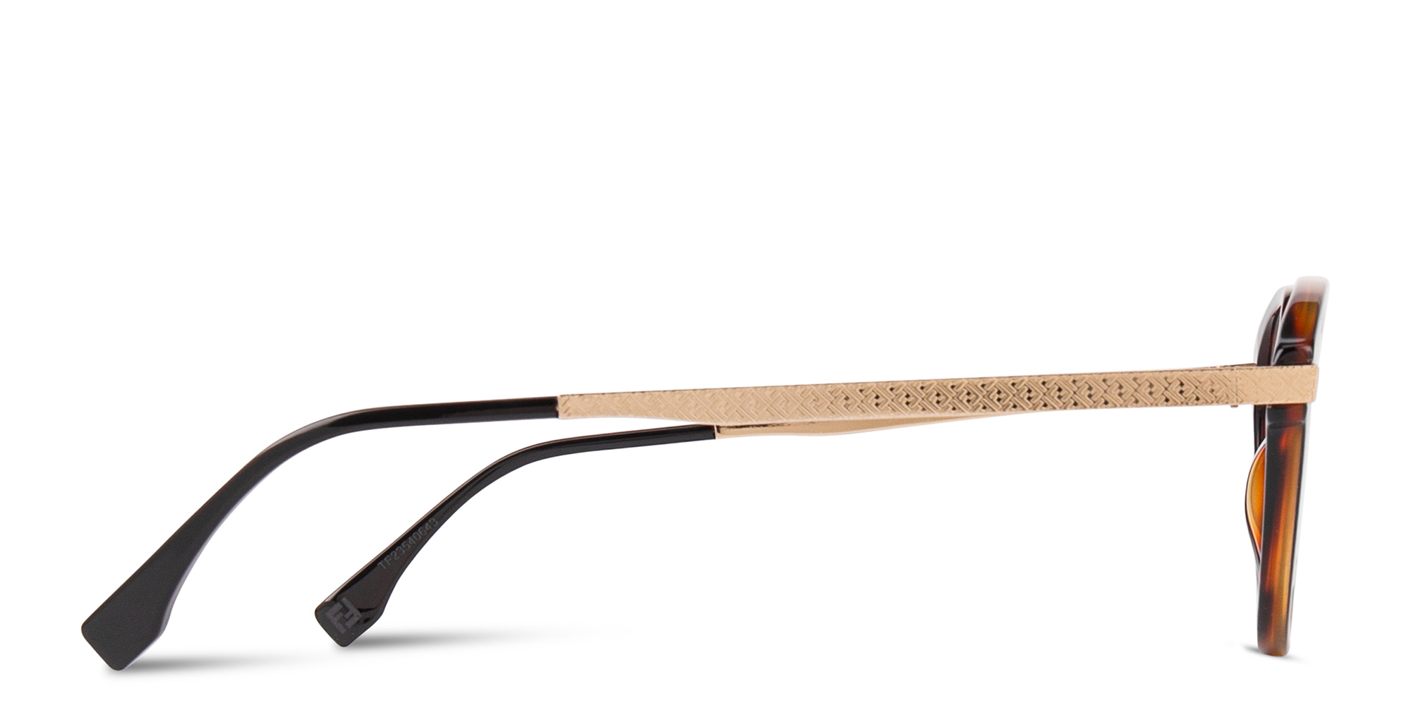 Shop FENDI Essential Round Eyeglasses in Brown Havana online.