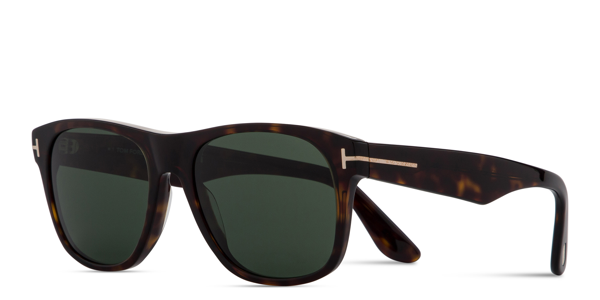 Shop TOM FORD T Logo Square Sunglasses in Havana online.