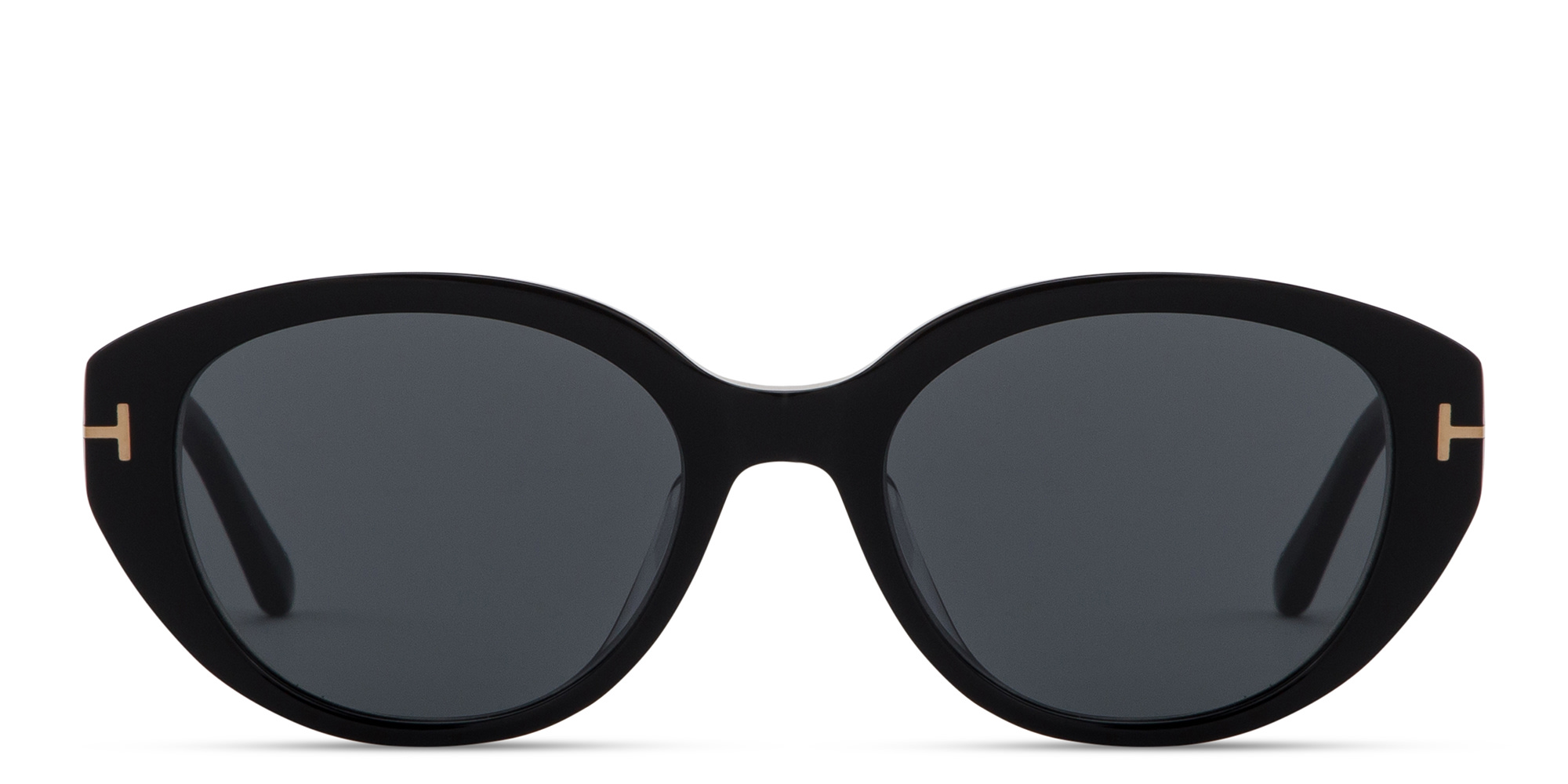 Shop TOM FORD T Logo Oval Sunglasses in Black online.