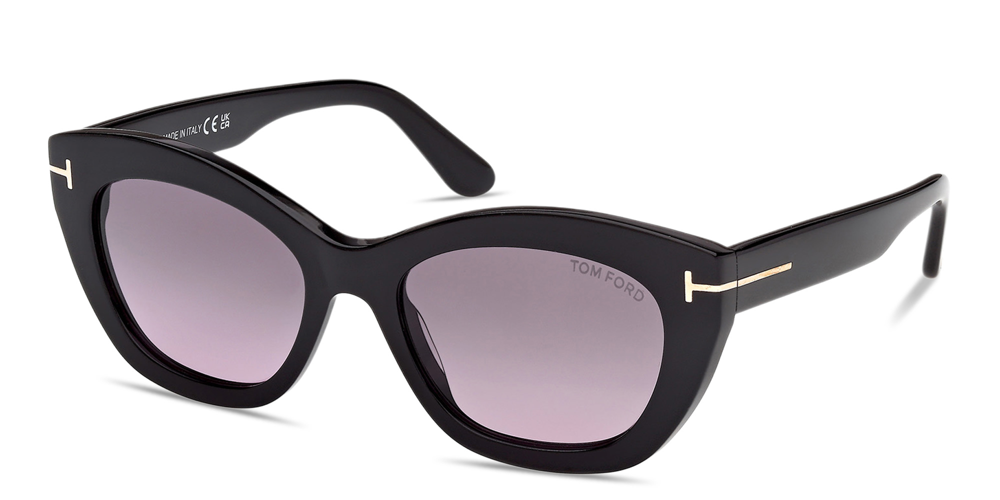 Shop TOM FORD T Logo Butterfly Sunglasses in Black online.