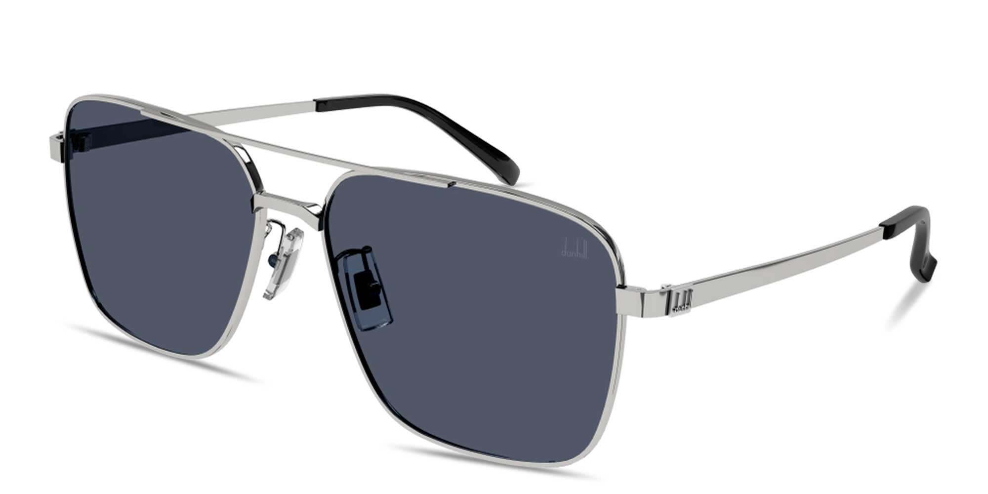 Shop Dunhill Signature Enamel Aviator Sunglasses in Silver online.