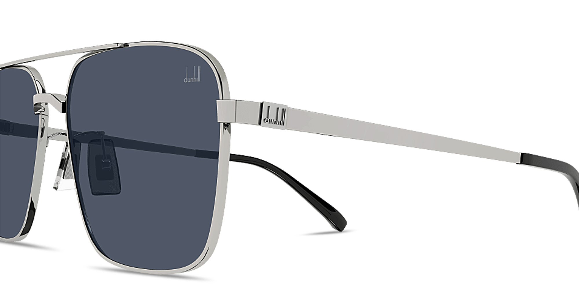Shop Dunhill Signature Enamel Aviator Sunglasses in Silver online.