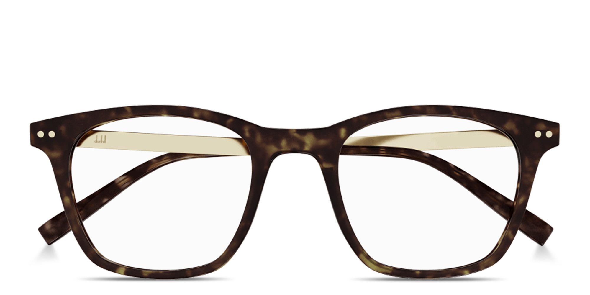 Shop Dunhill Heritage Lock Hinge Combi Square Eyeglasses in Havana online.
