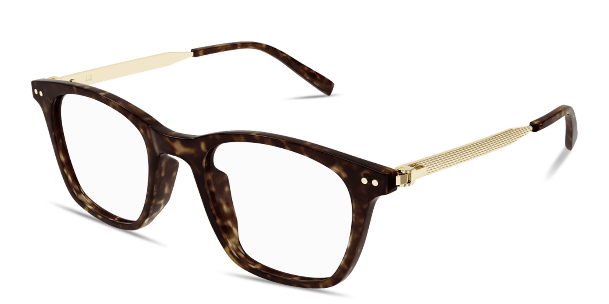 Shop Dunhill Heritage Lock Hinge Combi Square Eyeglasses in Havana online.