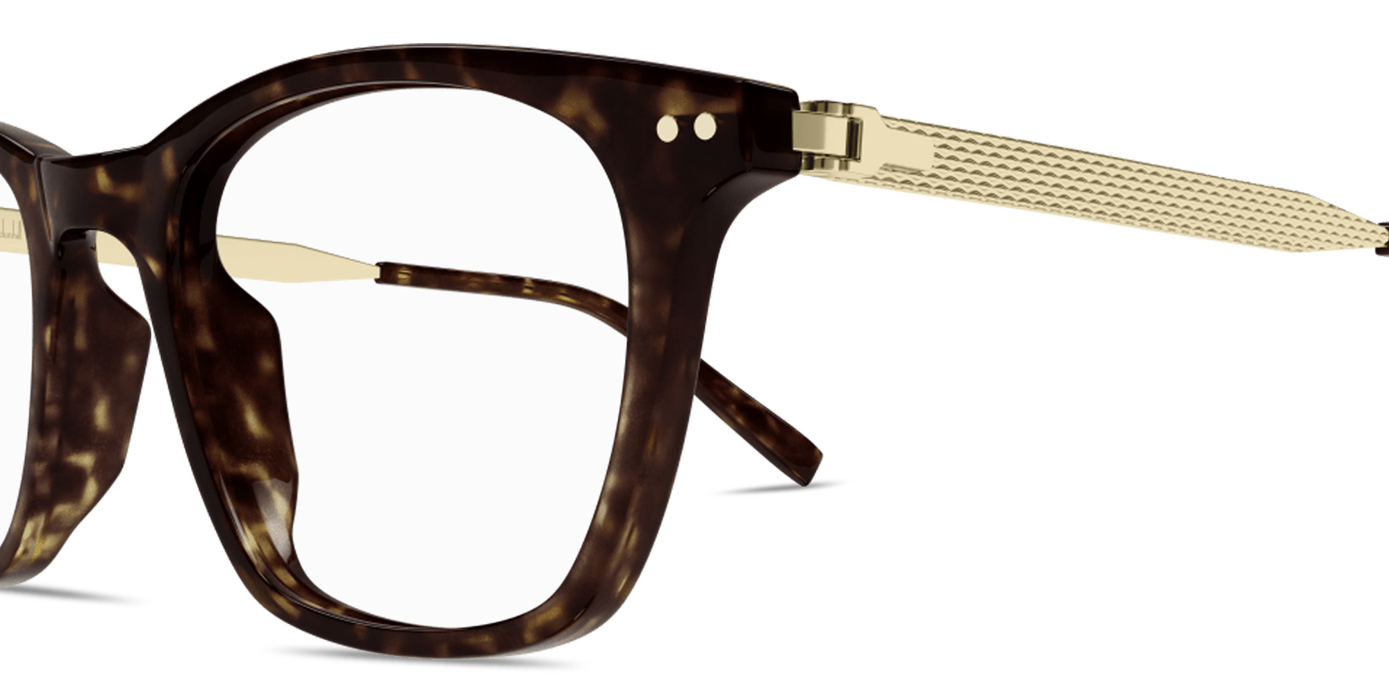 Shop Dunhill Heritage Lock Hinge Combi Square Eyeglasses in Havana online.