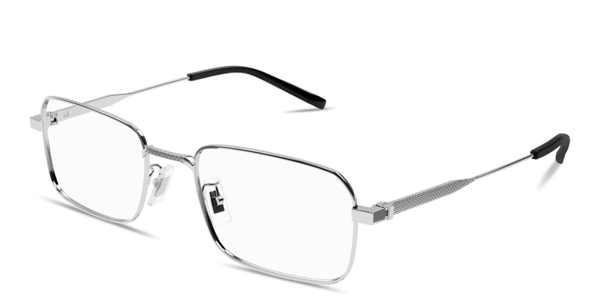 Shop Dunhill Rollagas Titanium Rectangle Eyeglasses in Silver online.