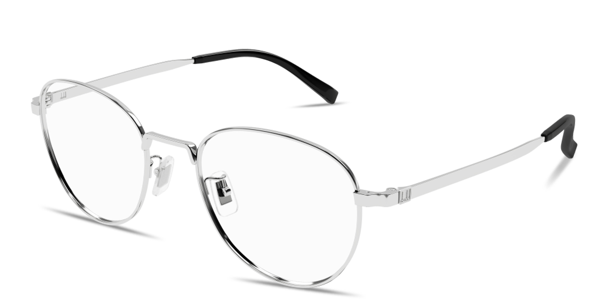 Shop Dunhill Signature Harness Panthos Eyeglasses in Silver online.