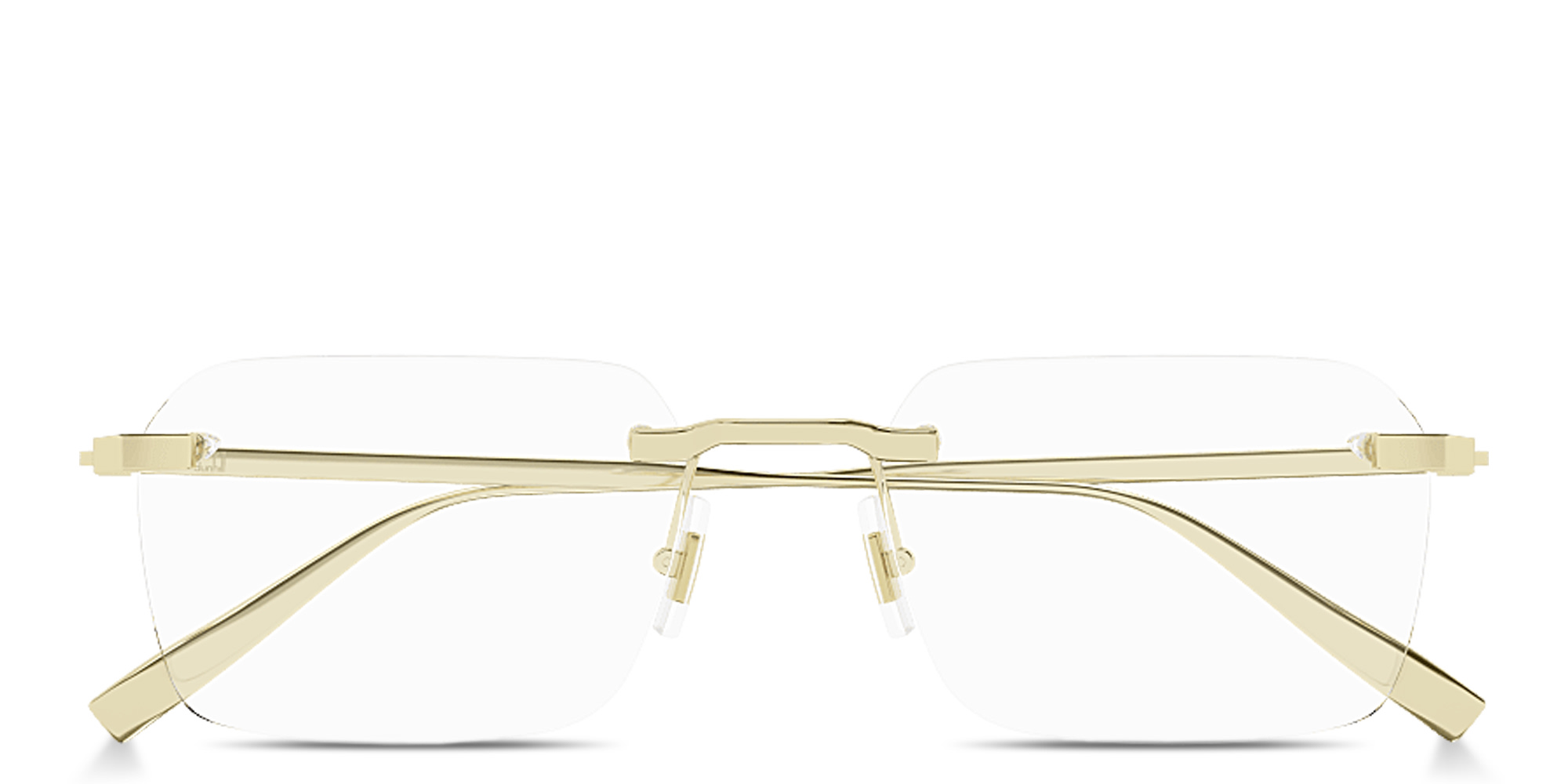 Shop Dunhill Rollagas Titanium Wide Rimless Rectangle Eyeglasses in Gold online.