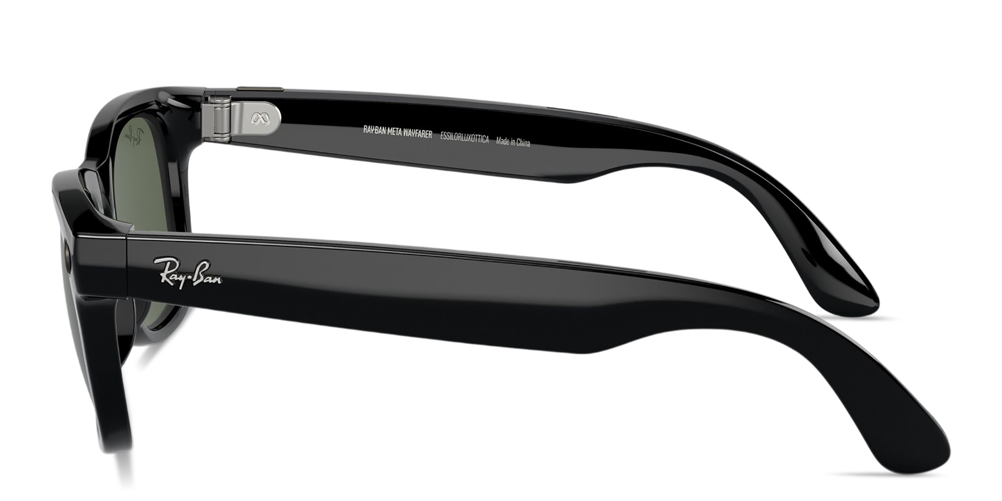 Shop Ray-Ban Meta Wayfarer Unisex Square Sunglasses in Shiny Black online.