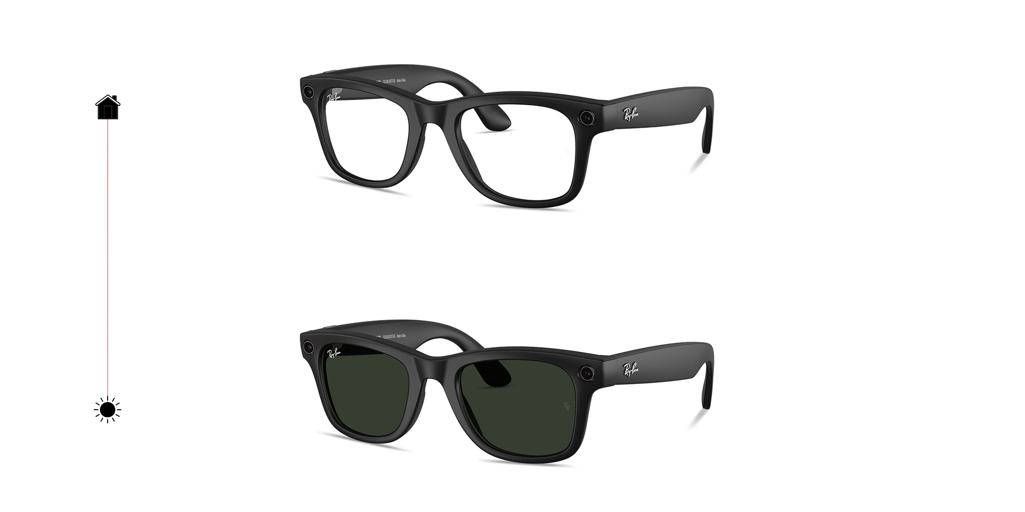 Shop Ray-Ban Meta Wayfarer Unisex Square Sunglasses in Matte Black online.