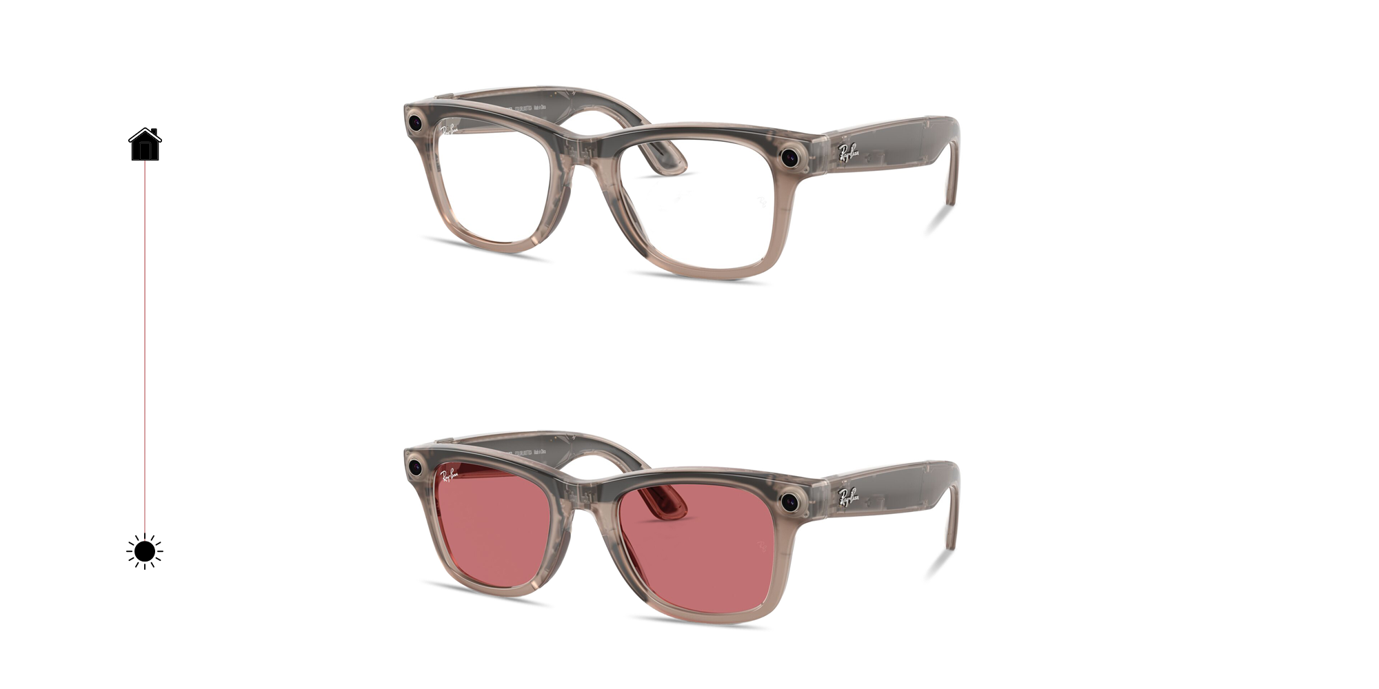 Shop Ray-Ban Meta Wayfarer Unisex Square Sunglasses in Shiny Warm Stone online.