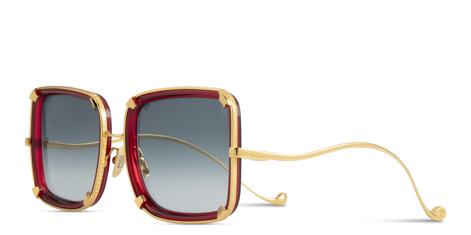 Shop ANNA KARIN KARLSSON White Moon Limited 5th Edition Oversized Square Sunglasses in Red online.