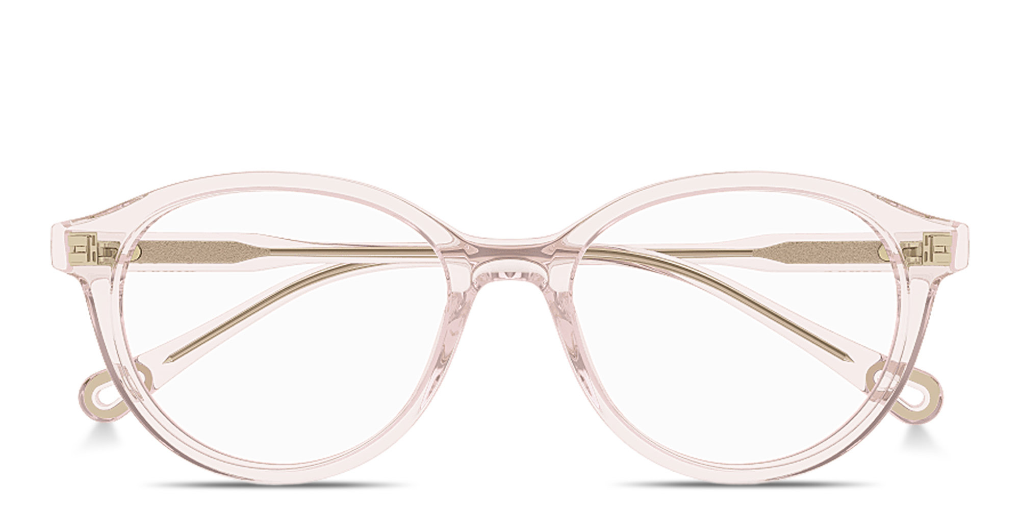 Shop Chloe Logo Signature Panthos Eyeglasses in Transparent Pink online.
