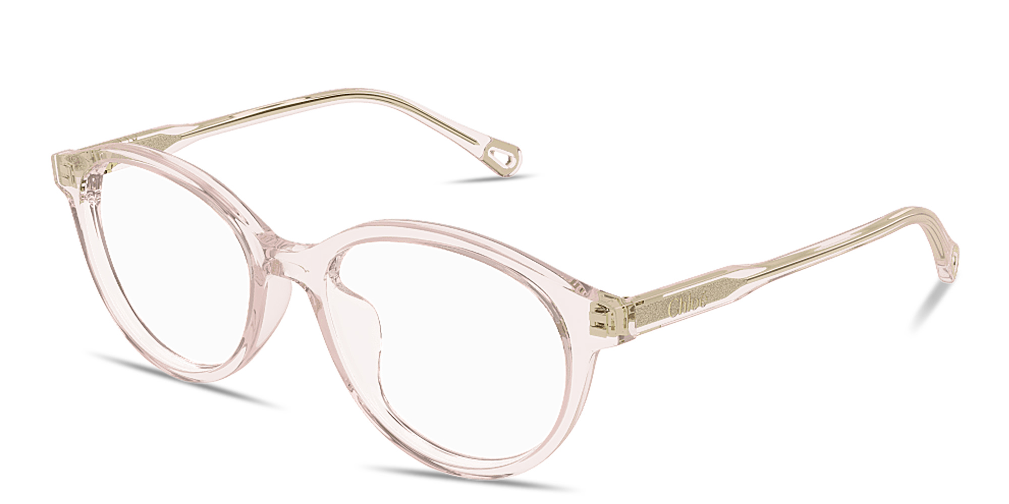 Shop Chloe Logo Signature Panthos Eyeglasses in Transparent Pink online.