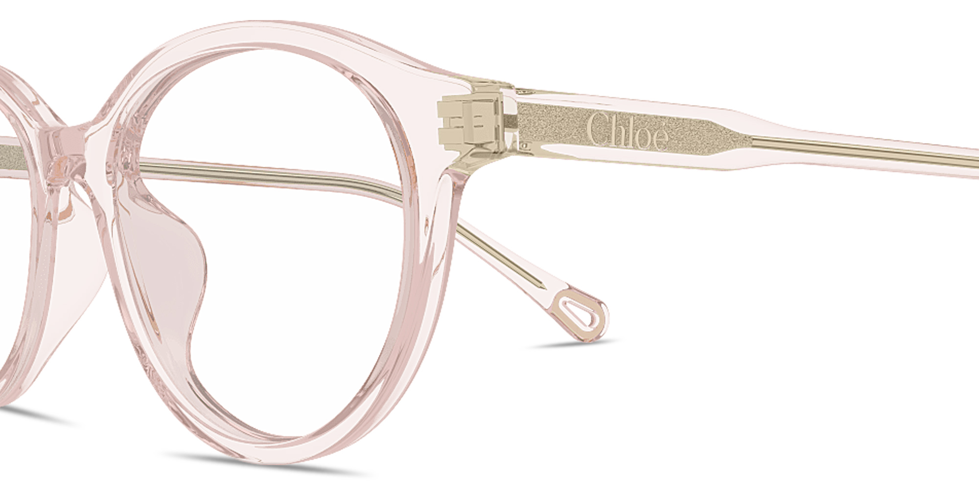 Shop Chloe Logo Signature Panthos Eyeglasses in Transparent Pink online.