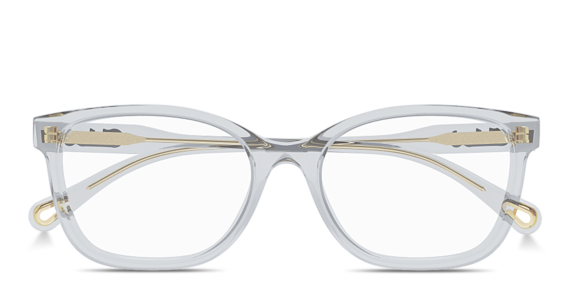 Shop Chloe Logo Signature Rectangle Eyeglasses in Transparent Grey online.
