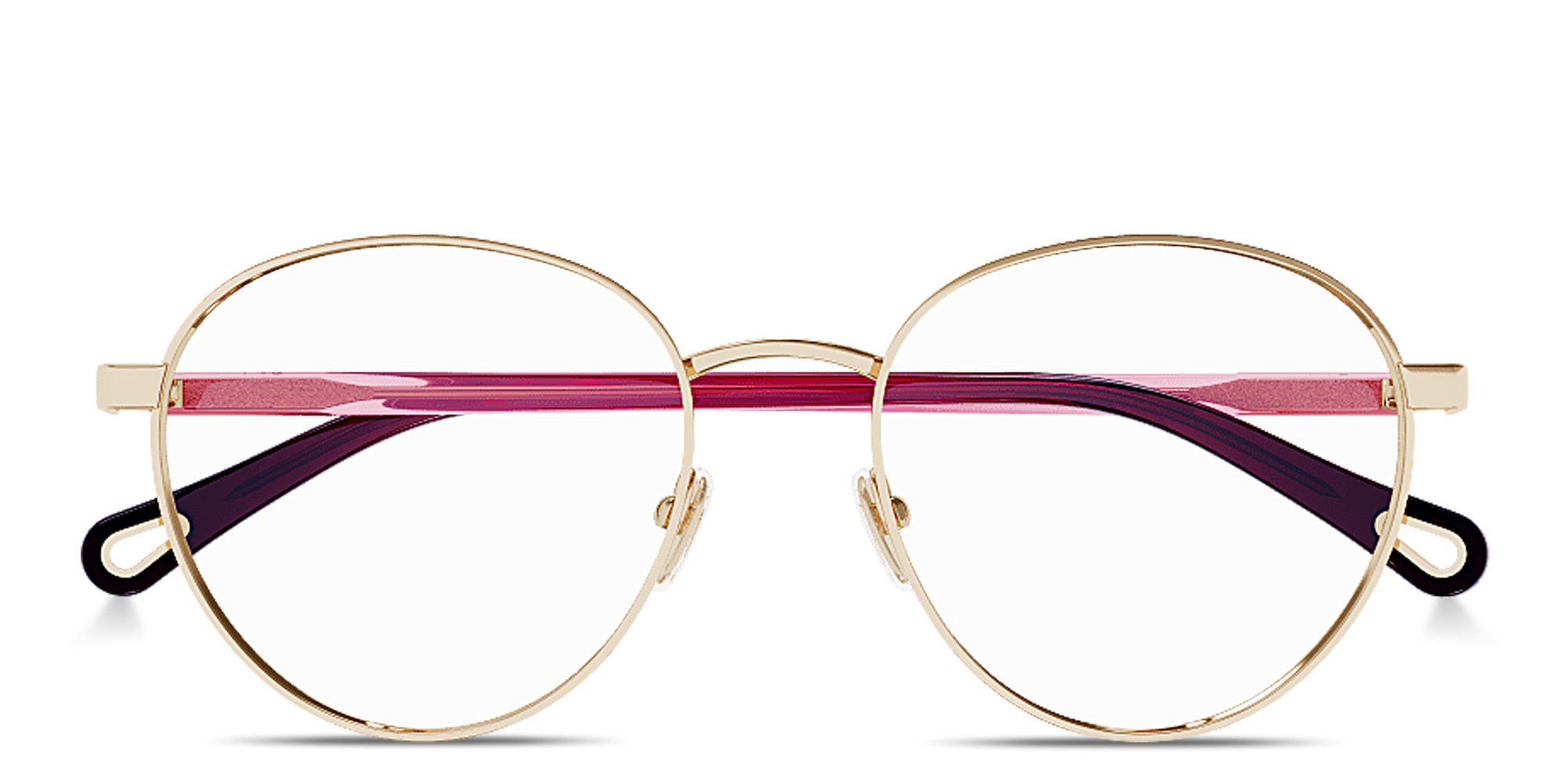 Shop Chloe Logo Signature Panthos Eyeglasses in Gold online.