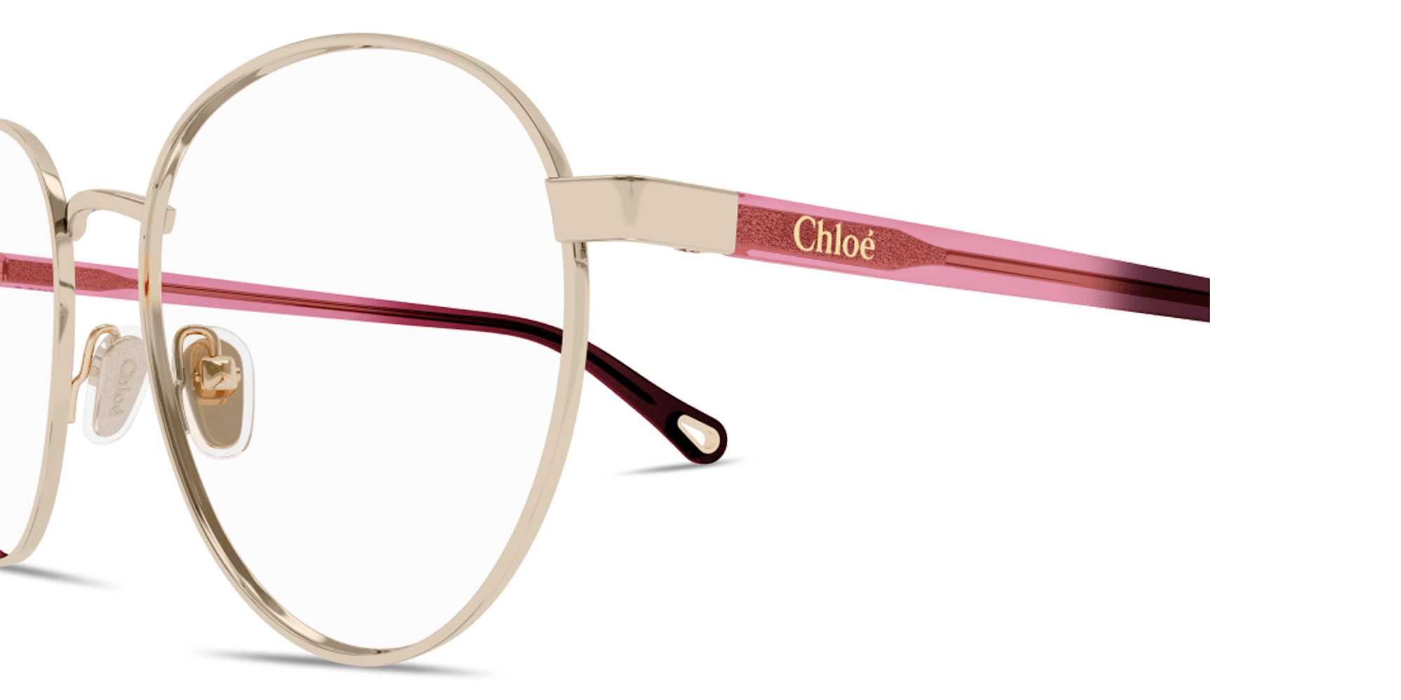 Shop Chloe Logo Signature Panthos Eyeglasses in Gold online.