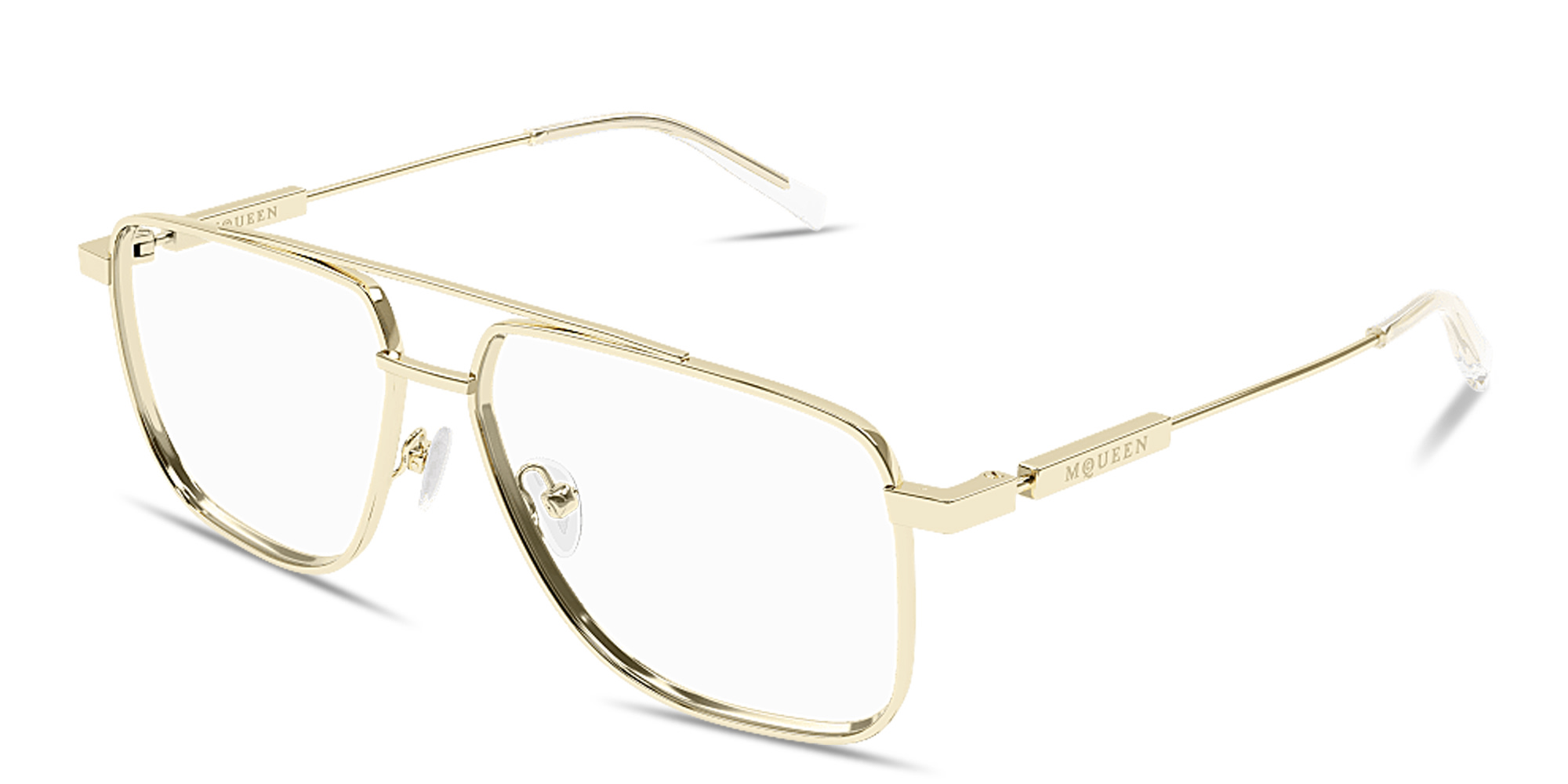 Alexander McQueen Logo Signature Unisex Wide Pilot Eyeglasses in Gold – Product Photo 2