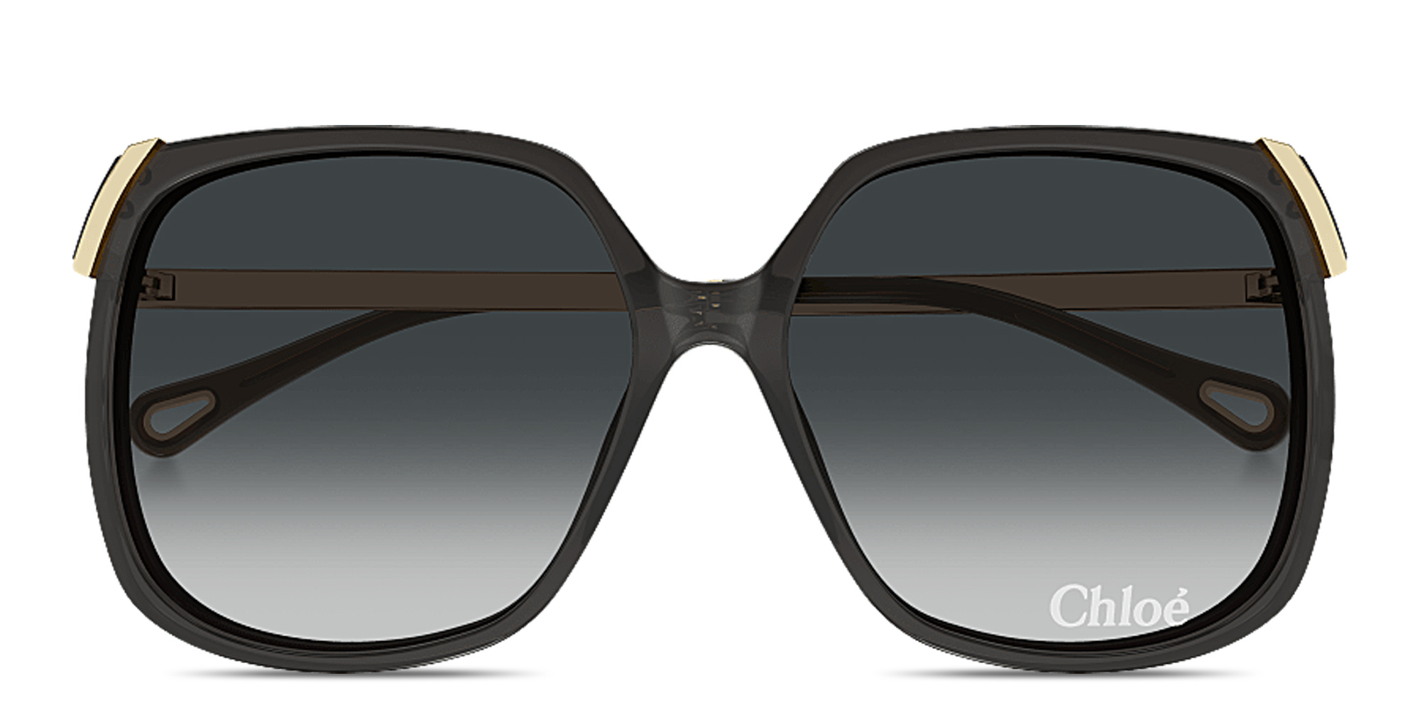 Shop Chloe Engraved Logo Oversized Square Sunglasses in Black online.